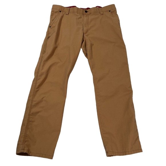 WRANGLER Pants Men's 40x32 5-Pocket Canvas Cotton Straight Leg Zip Closure Brown - Picture 1 of 11